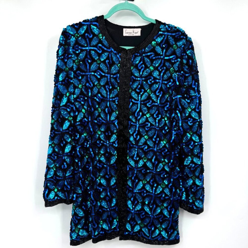 Laurence Kazar vintage sequined blazer 100% silk Woman’s size medium Large